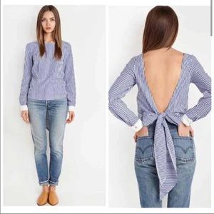 Open Back Stripe Bow Top